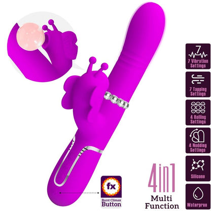 PRETTY LOVE - MULTIFUNKTIONS-KANINCHENVIBRATOR 4 IN 1 SCHMETTERLING FUCHSIA - Sexotim