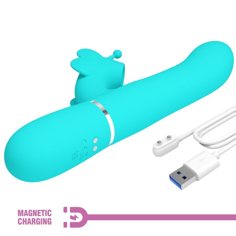 PRETTY LOVE - MULTIFUNKTIONS-KANINCHENVIBRATOR 4 IN 1 SCHMETTERLING AQUAGRÜN - Sexotim