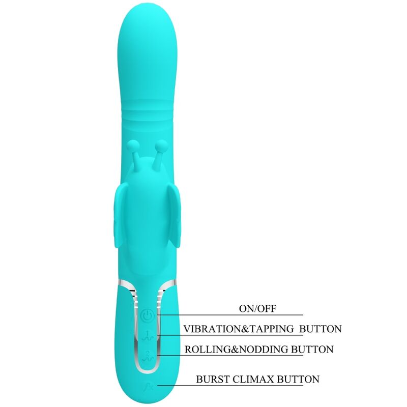 PRETTY LOVE - MULTIFUNKTIONS-KANINCHENVIBRATOR 4 IN 1 SCHMETTERLING AQUAGRÜN - Sexotim