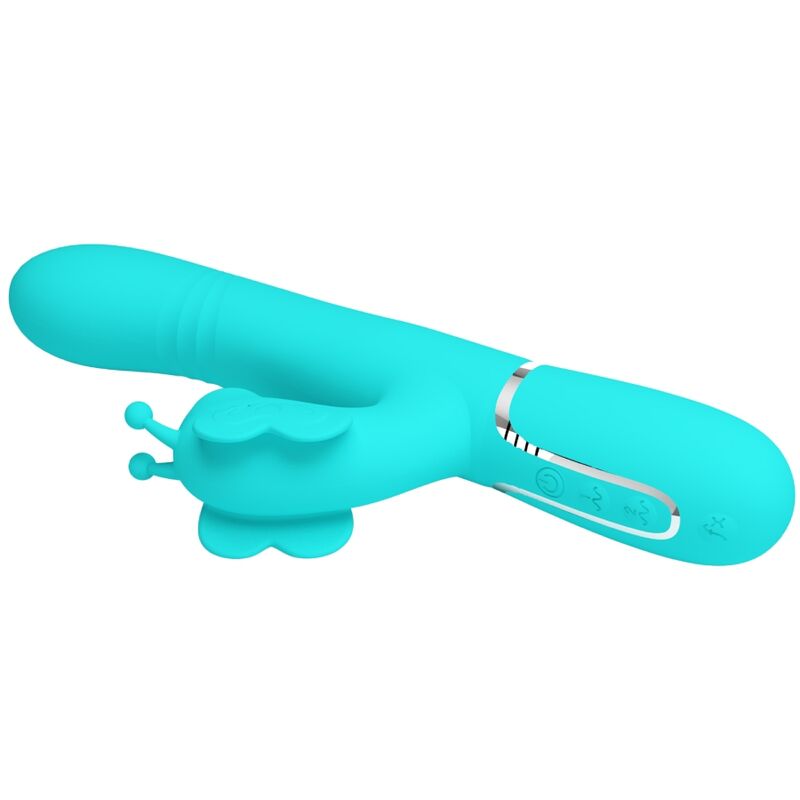 PRETTY LOVE - MULTIFUNKTIONS-KANINCHENVIBRATOR 4 IN 1 SCHMETTERLING AQUAGRÜN - Sexotim