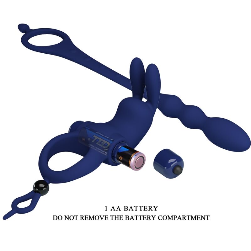 PRETTY LOVE - AYAD RABBIT VIBRATORRING MIT PLUG BLAU - Sexotim