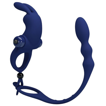 PRETTY LOVE - AYAD RABBIT VIBRATORRING MIT PLUG BLAU - Sexotim