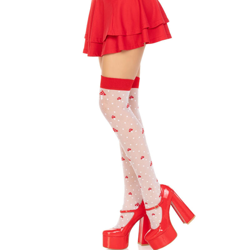 LEG AVENUE - PILZ HOHE SOCKEN ROT/WEISS - Sexotim