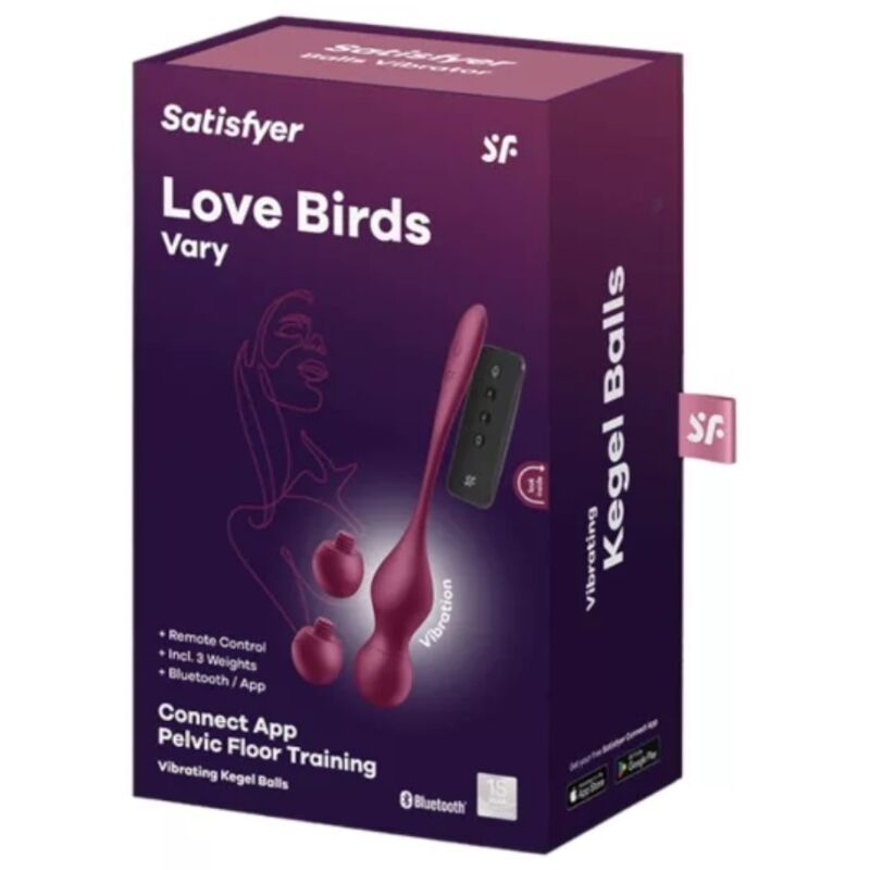 SATISFYER - LOVE BIRDS VARY VIBRIERENDE KUGELN MIT KOSTENLOSE APP WEINROT - Sexotim