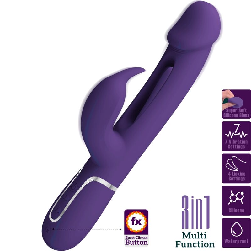 PRETTY LOVE - KAMPAS RABBIT 3 IN 1 MULTIFUNKTIONSVIBRATOR MIT ZUNGE VIOLETT