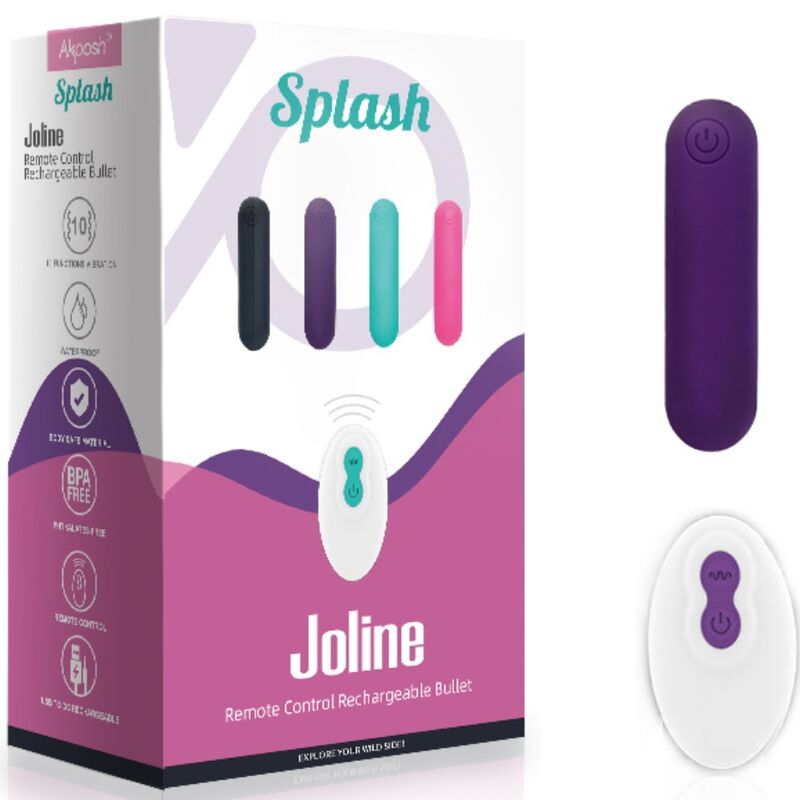 ARMONY - SPLASH JOLINE VIBRATOR BULLET SILIKON MIT FERNBEDIENUNG, 10 VIBRATIONEN 6.5 X 1.5 CM LILA - Sexotim