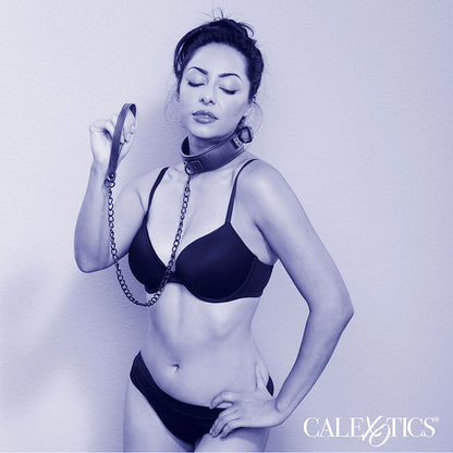 CALEXOTICS - NOCTURNAL HALSBAND & LEINE LEDER VERSTELLBAR SCHWARZ - Sexotim