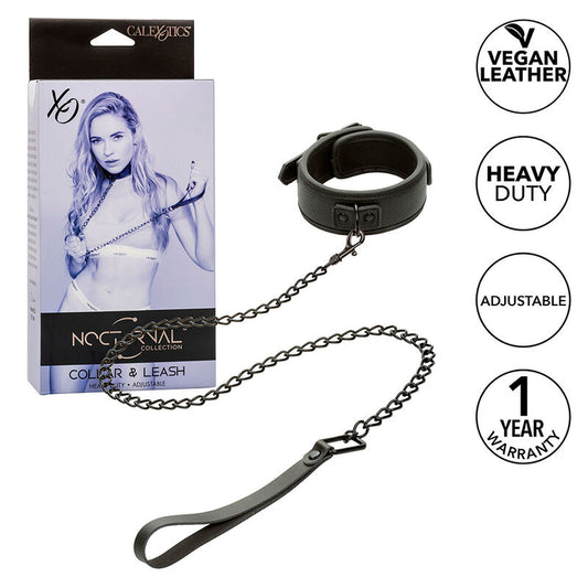 CALEXOTICS - NOCTURNAL HALSBAND & LEINE LEDER VERSTELLBAR SCHWARZ - Sexotim