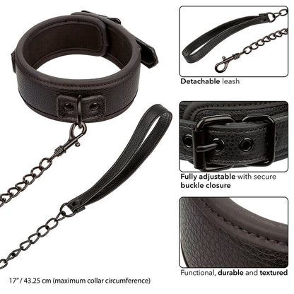 CALEXOTICS - NOCTURNAL HALSBAND & LEINE LEDER VERSTELLBAR SCHWARZ - Sexotim