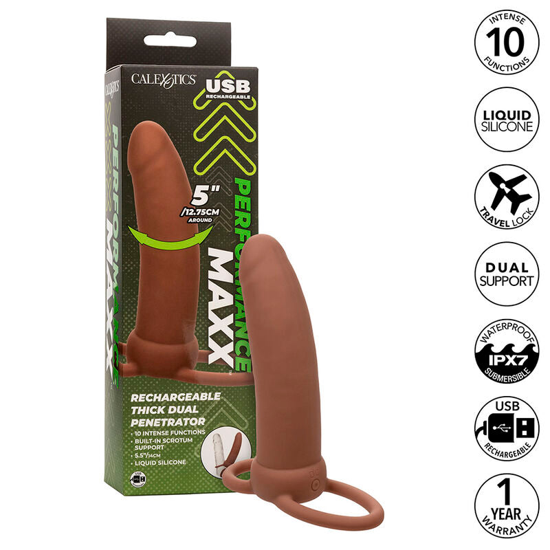 CALEXOTICS - MAXX THICK DUAL PENETRATOR 10 VIBRATIONEN BRAUN - Sexotim