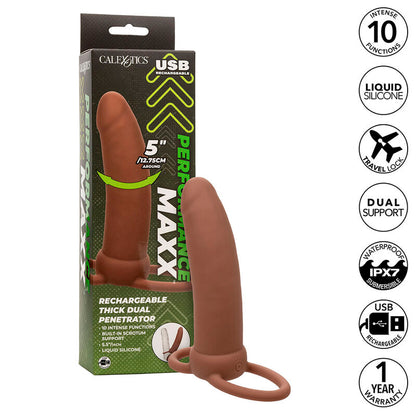 CALEXOTICS - MAXX THICK DUAL PENETRATOR 10 VIBRATIONEN BRAUN - Sexotim