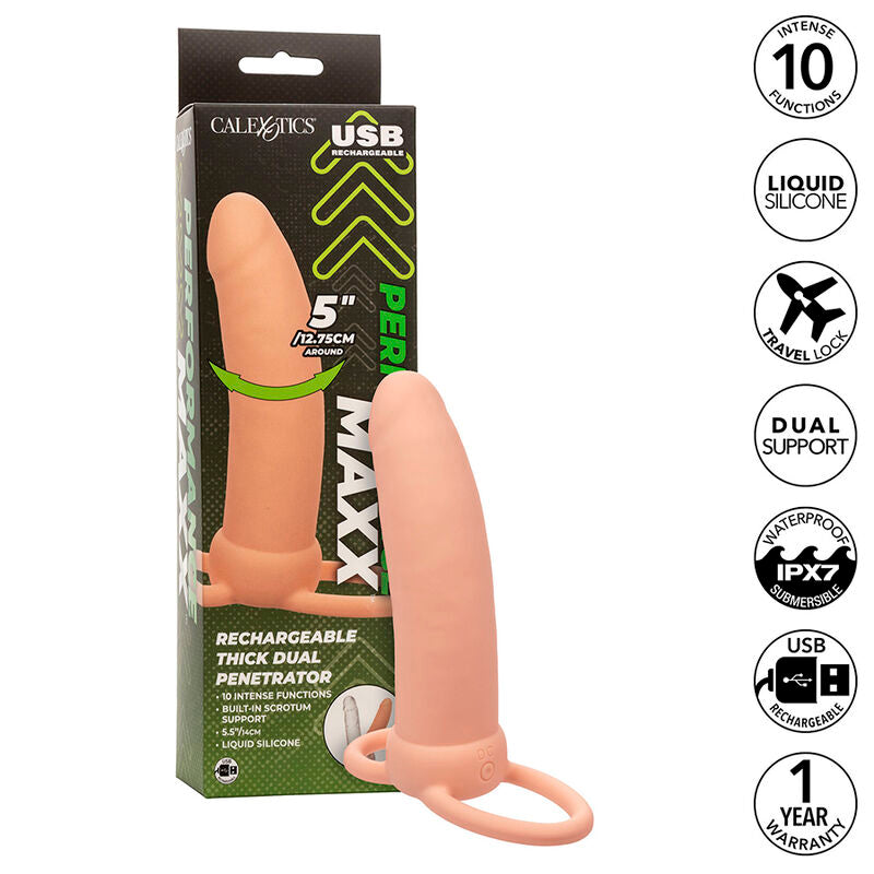 CALEXOTICS - MAXX THICK DUAL PENETRATOR 10 VIBRATIONEN HAUTFARBE - Sexotim