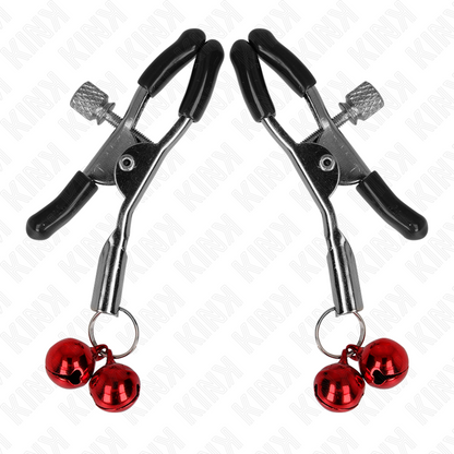 KINK - DOPPELTE GLOCKEN-NIPPELKLAMMERE ROT 6 CM - Sexotim