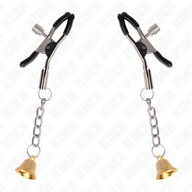 KINK - GOLDENE NIPPELKLEMMEN MIT GLOCKENANHÄNGER 6 CM - Sexotim