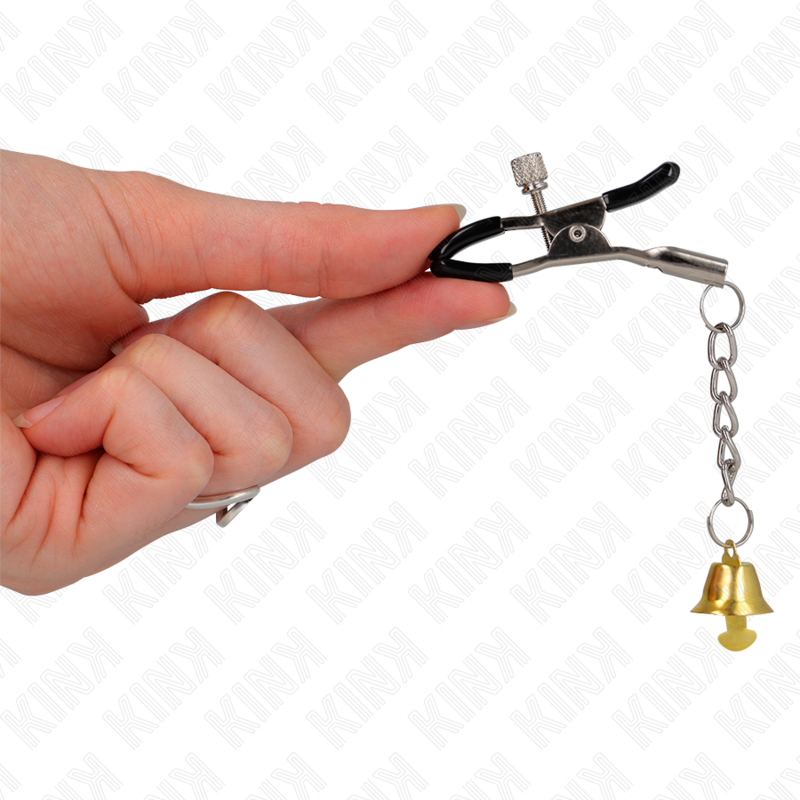 KINK - GOLDENE NIPPELKLEMMEN MIT GLOCKENANHÄNGER 6 CM - Sexotim