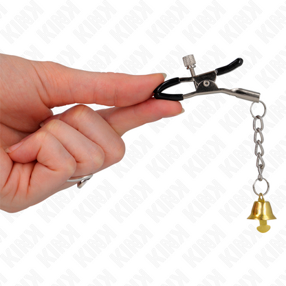 KINK - GOLDENE NIPPELKLEMMEN MIT GLOCKENANHÄNGER 6 CM - Sexotim