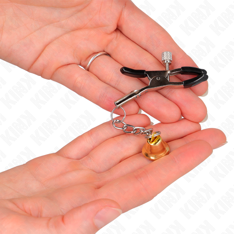 KINK - GOLDENE NIPPELKLEMMEN MIT GLOCKENANHÄNGER 6 CM - Sexotim