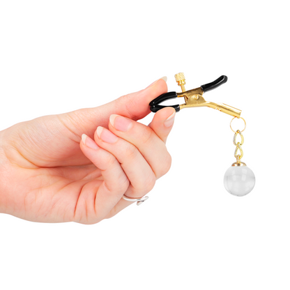 KINK - GLASPERLEN-NIPPELKLAMMERN GOLD 6 CM - Sexotim