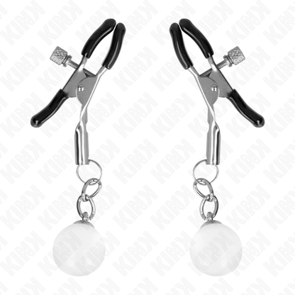 KINK - GLASPERLEN-NIPPELKLAMMERN SILBER 6 CM - Sexotim