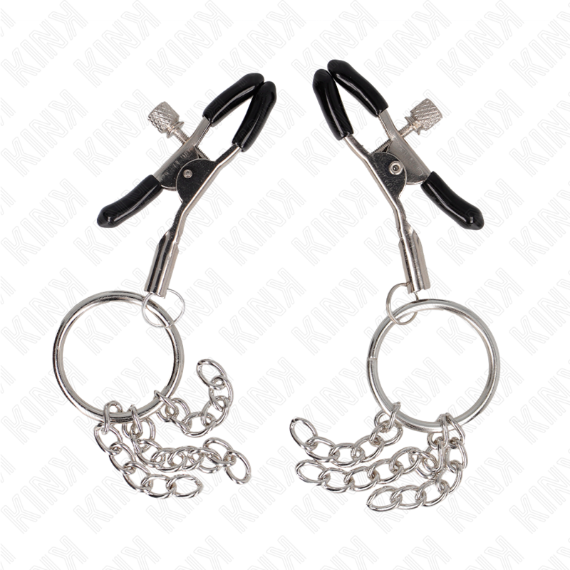 KINK - O-RING NIPPELKLEMME UND KLEINE KETTE SILBER 6 CM - Sexotim