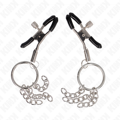KINK - O-RING NIPPELKLEMME UND KLEINE KETTE SILBER 6 CM - Sexotim