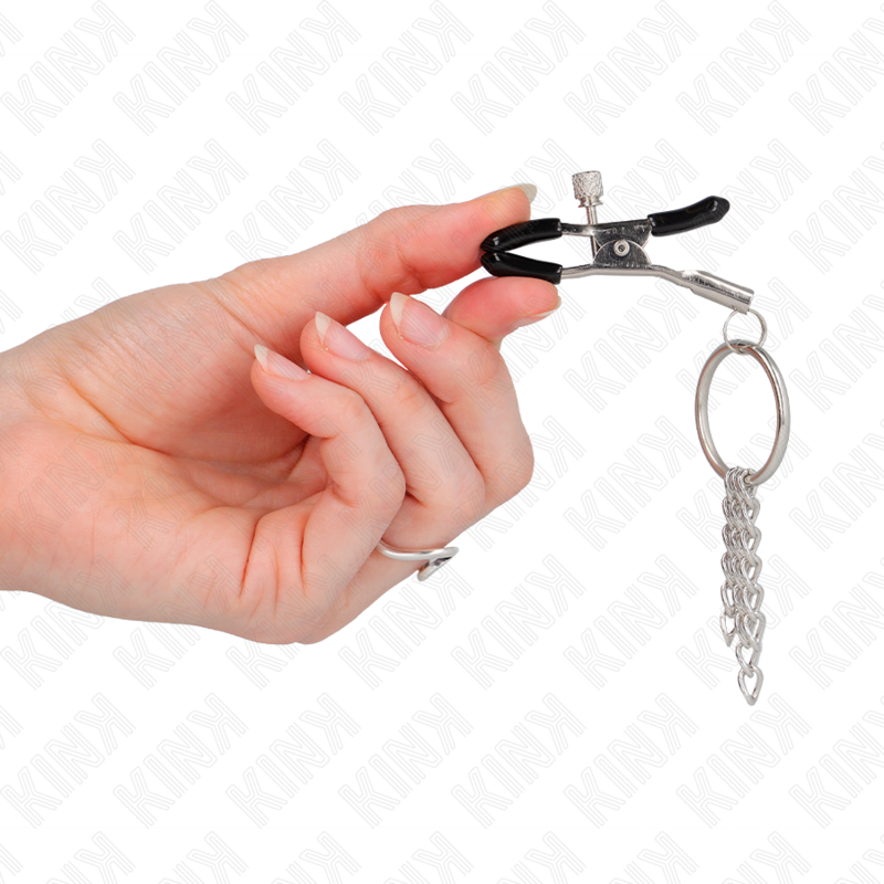 KINK - O-RING NIPPELKLEMME UND KLEINE KETTE SILBER 6 CM - Sexotim