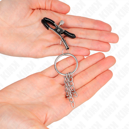 KINK - O-RING NIPPELKLEMME UND KLEINE KETTE SILBER 6 CM - Sexotim