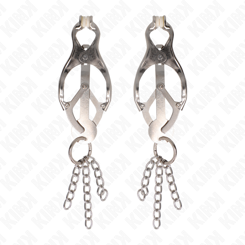KINK - JAPANISCHE KLEEBLATT-NIPPELKLAMMERN MIT KLEINEN KETTEN SILBER - Sexotim