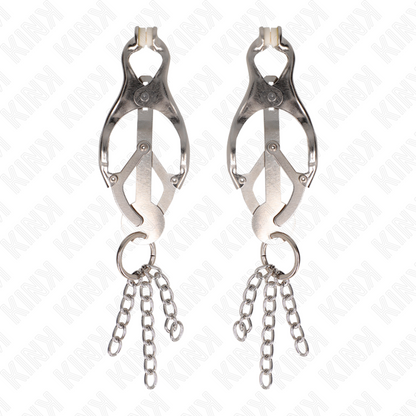 KINK - JAPANISCHE KLEEBLATT-NIPPELKLAMMERN MIT KLEINEN KETTEN SILBER - Sexotim