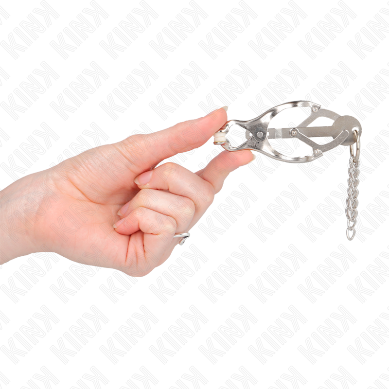 KINK - JAPANISCHE KLEEBLATT-NIPPELKLAMMERN MIT KLEINEN KETTEN SILBER - Sexotim