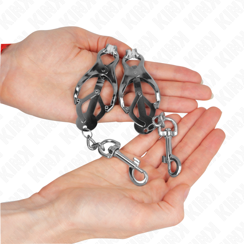 KINK - JAPANISCHE KLEEBLATT-NIPPELKLAMMERN MIT HAKEN SILBER - Sexotim