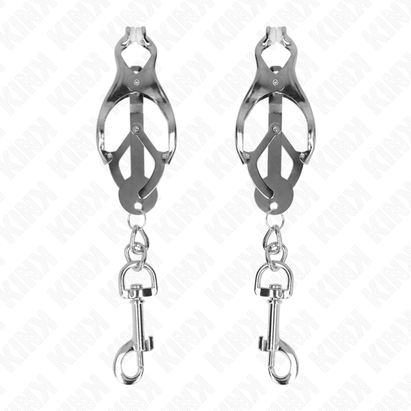 KINK - JAPANISCHE KLEEBLATT-NIPPELKLAMMERN MIT HAKEN SILBER - Sexotim