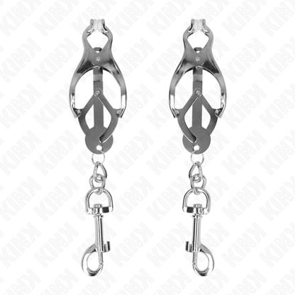 KINK - JAPANISCHE KLEEBLATT-NIPPELKLAMMERN MIT HAKEN SILBER - Sexotim