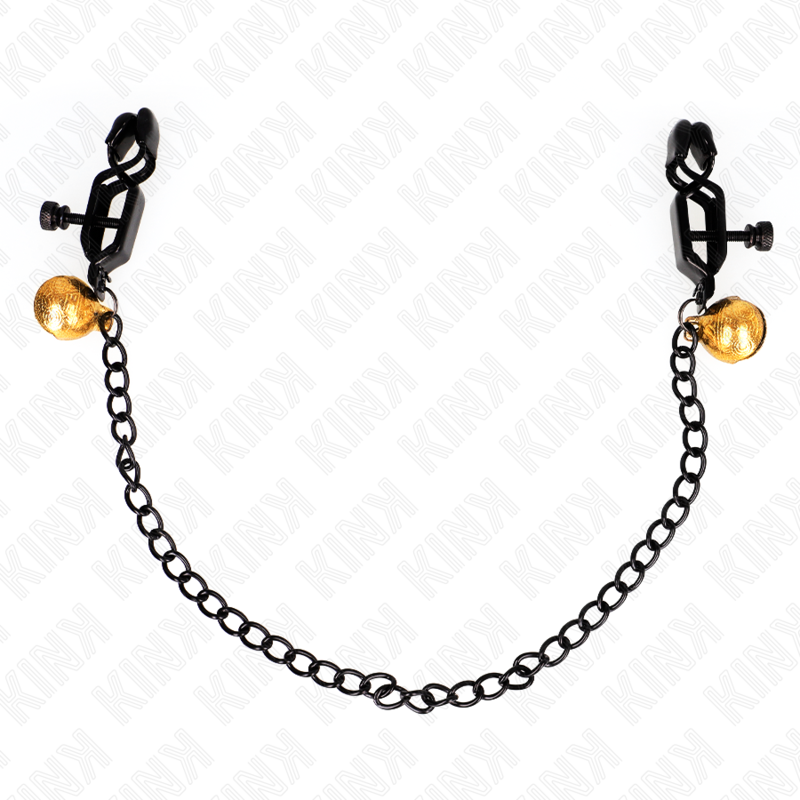 KINK - FLACHE KETTE NIPPELKLEMMEN UND GLOCKE SILBER 30 CM - Sexotim