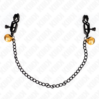 KINK - FLACHE KETTE NIPPELKLEMMEN UND GLOCKE SILBER 30 CM - Sexotim