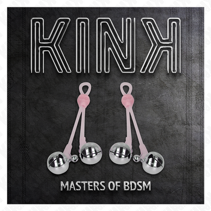 KINK - LEUCHTENDE TOTENKOPF-NIPPELKLAMMERN MIT RINGGLÖCKCHEN VERSTELLBAR ROSA/SILBER - Sexotim