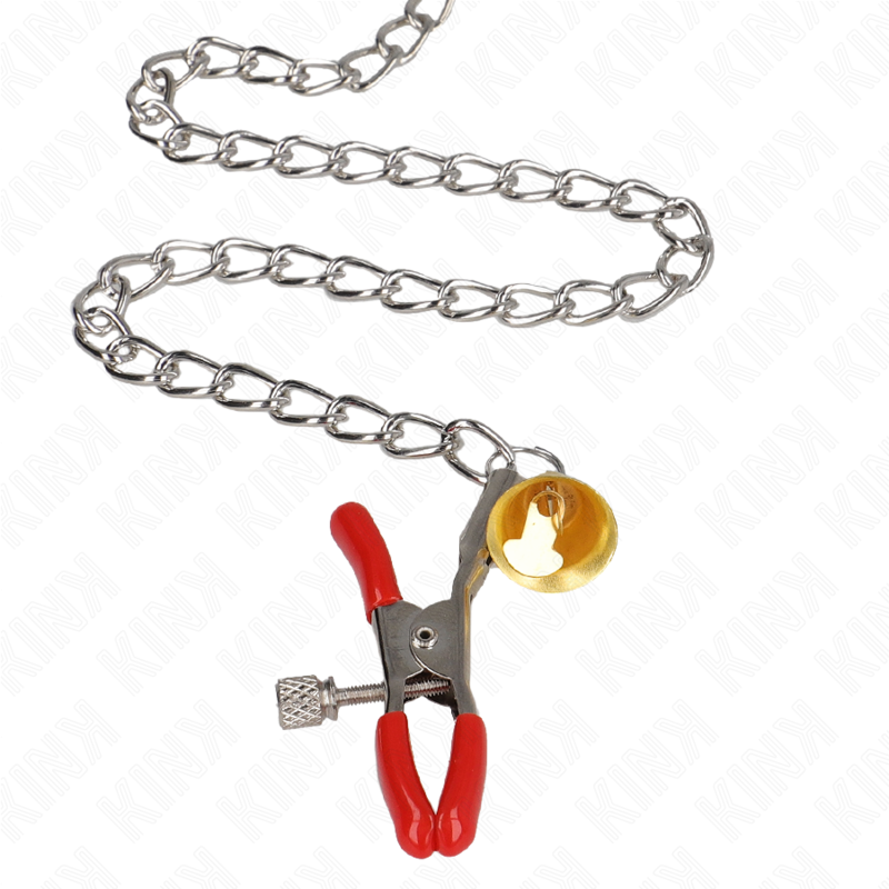 KINK - BELL 3-FACH NIPPEL- UND KLITORISKLEMMEN ROT MIT KETTE 30 CM - Sexotim