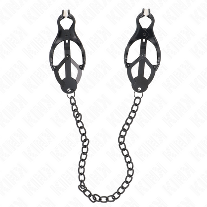 KINK - JAPANISCHE KLEEBLATT-NIPPELKLAMMERN MIT KETTE, SCHWARZ 30 CM - Sexotim