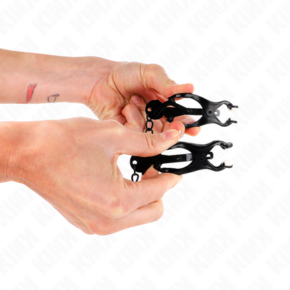 KINK - JAPANISCHE KLEEBLATT-NIPPELKLAMMERN MIT KETTE, SCHWARZ 30 CM - Sexotim
