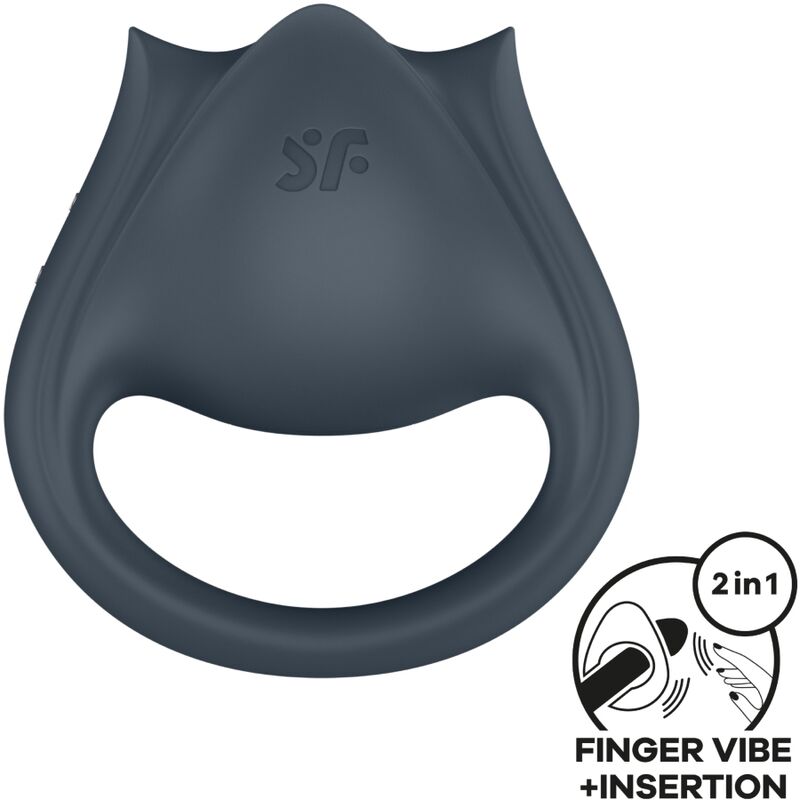 SATISFYER - PERFECT PAIR 2 MULTIVIBRATOR 2 IN 1 PENISRING UND FINGERSTIMULATOR GRAU - Sexotim