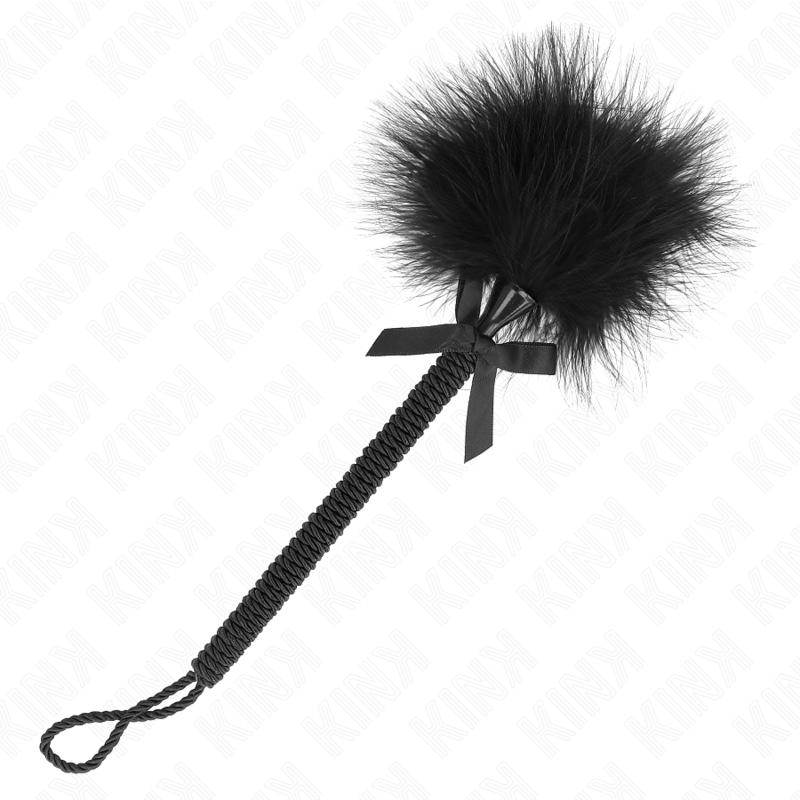 KINK - NYLONSEILSTAB MIT KITZELFEDERN UND SCHWARZER SCHLEIFE 25 CM - Sexotim