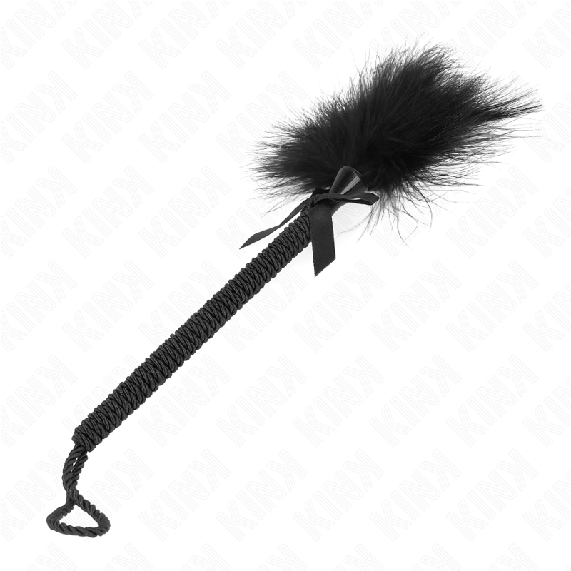KINK - NYLONSEILSTAB MIT KITZELFEDERN UND SCHWARZER SCHLEIFE 25 CM - Sexotim