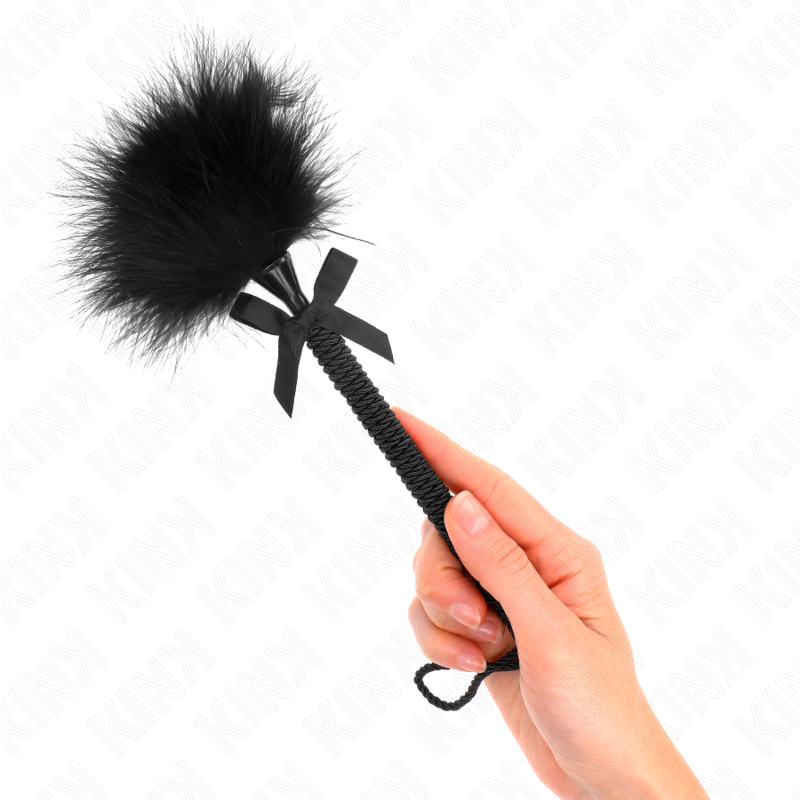 KINK - NYLONSEILSTAB MIT KITZELFEDERN UND SCHWARZER SCHLEIFE 25 CM - Sexotim