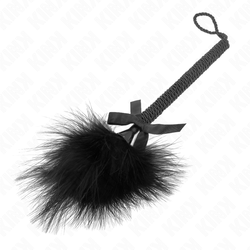 KINK - NYLONSEILSTAB MIT KITZELFEDERN UND SCHWARZER SCHLEIFE 25 CM - Sexotim