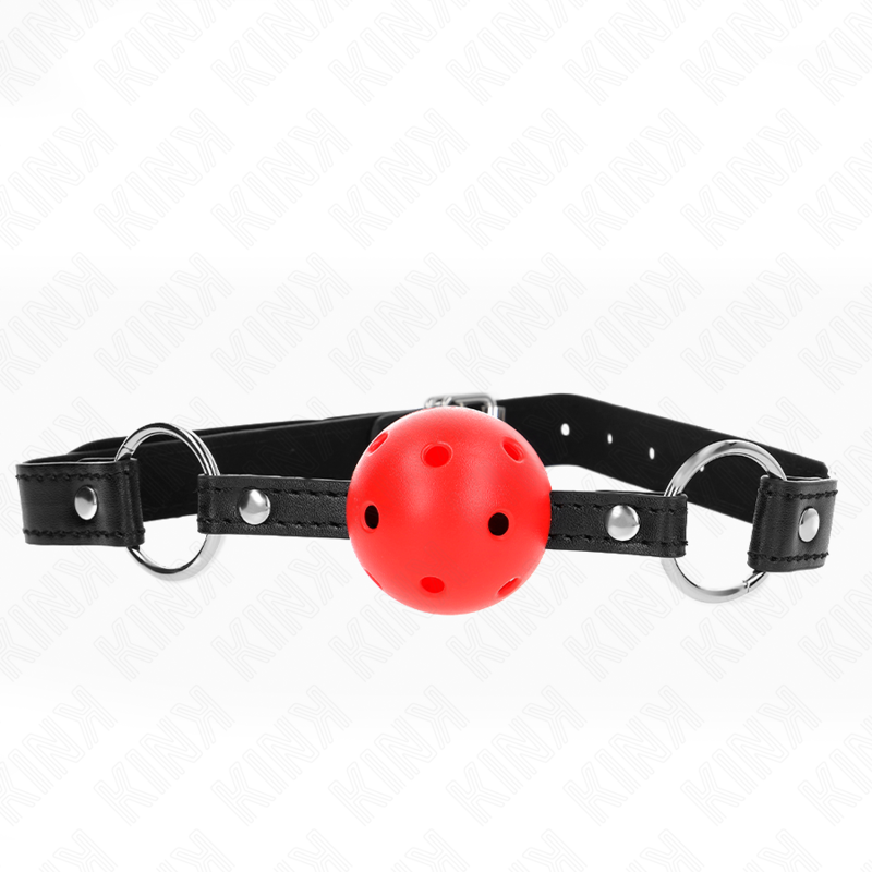 KINK - HOHL, HART, ROTER BALL, 4,5 CM, GAG, MODELL-1, 63,5 X 2 CM