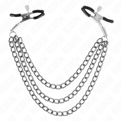 KINK - NIPPELKLEMMEN MIT 3 KETTEN SCHWARZ 20/23/28 CM - Sexotim