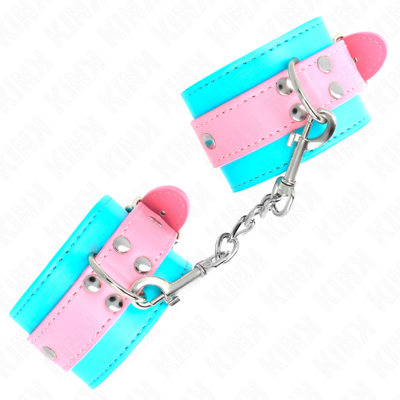 KINK - SÜßE HANDGELENKFESSELN BLAU/ROSA VERSTELLBAR 16-28 CM X 5 CM - Sexotim