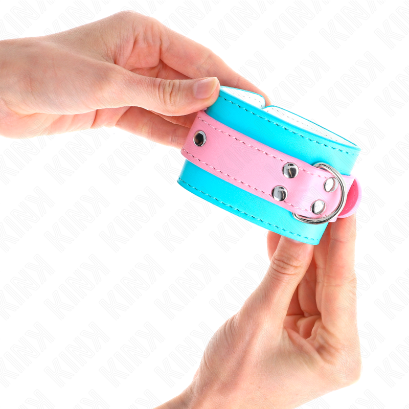 KINK - SÜßE HANDGELENKFESSELN BLAU/ROSA VERSTELLBAR 16-28 CM X 5 CM - Sexotim