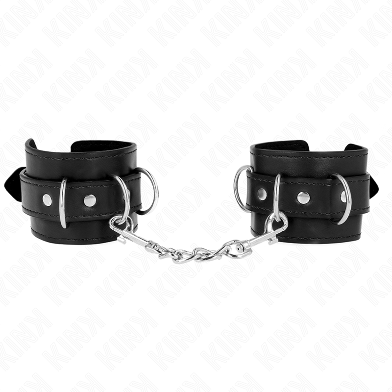 KINK - 3 D-RING HANDGELENKFESSELN VERSTELLBAR SCHWARZ 17,5-25 CM X 6 CM - Sexotim