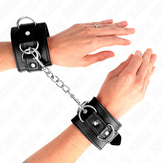 KINK - 3 D-RING HANDGELENKFESSELN VERSTELLBAR SCHWARZ 17,5-25 CM X 6 CM - Sexotim